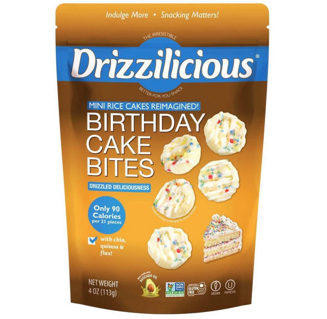 Drizzilicious Mini Rice Cakes, Birthday Cake — 4oz – American Home ...